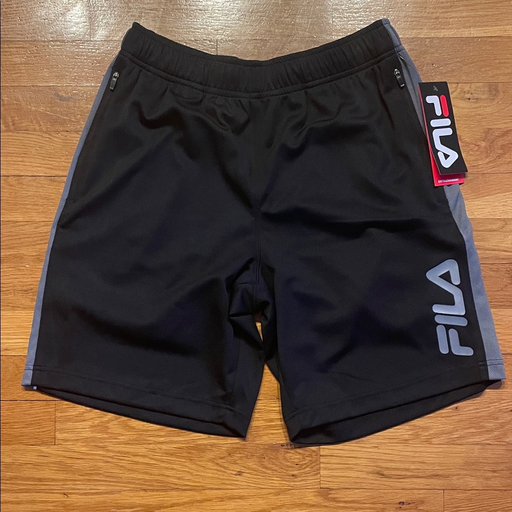 Fila Men's Black and Gray Sports Shorts